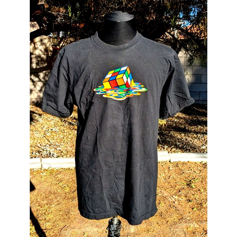 American Apparel Melting Rubik Cube Adult Large Funny Big Bang Sheldon Shirt GUC
